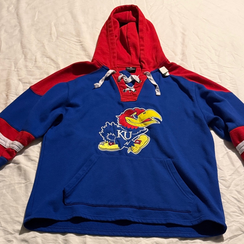 Colosseum kanas Blue and Red Jayhawks Sweater - Picture 1 of 5